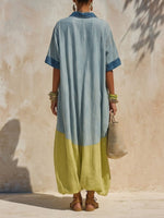 Women's Minimalist Color-blocked Loose-fitting Dress