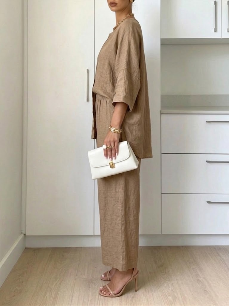Women's Simple Casual Cotton And Linen Set