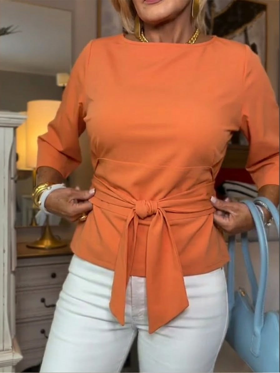 T-shirt casual in cotone con laccetti