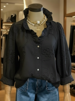 Camicia in cotone casual e romantica con colletto a volant