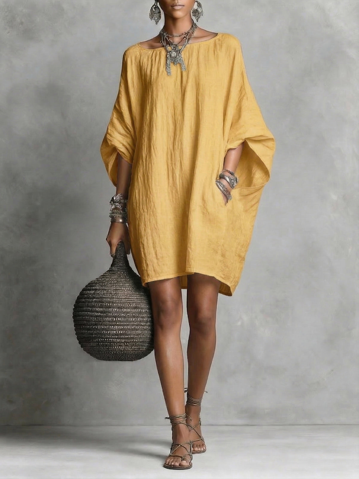 Abito casual in cotone e lino