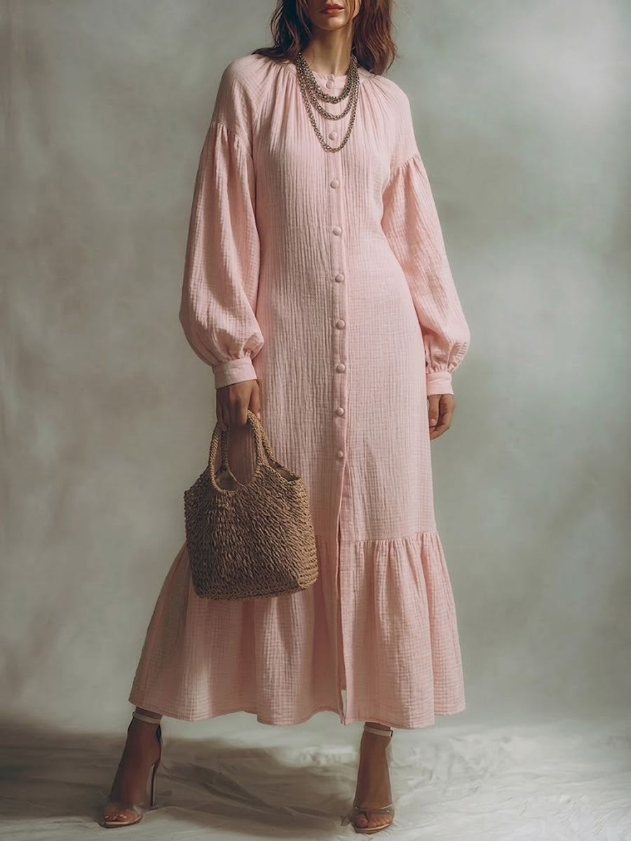 Women's Puff Sleeve Long Dress